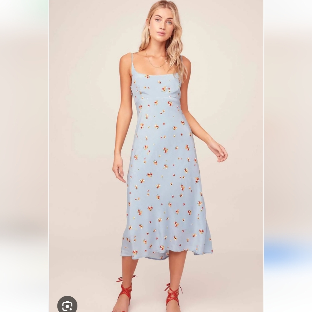 ASTR The Label Revolve Sky Blue Pansy Joan Midi Dress Size XS
